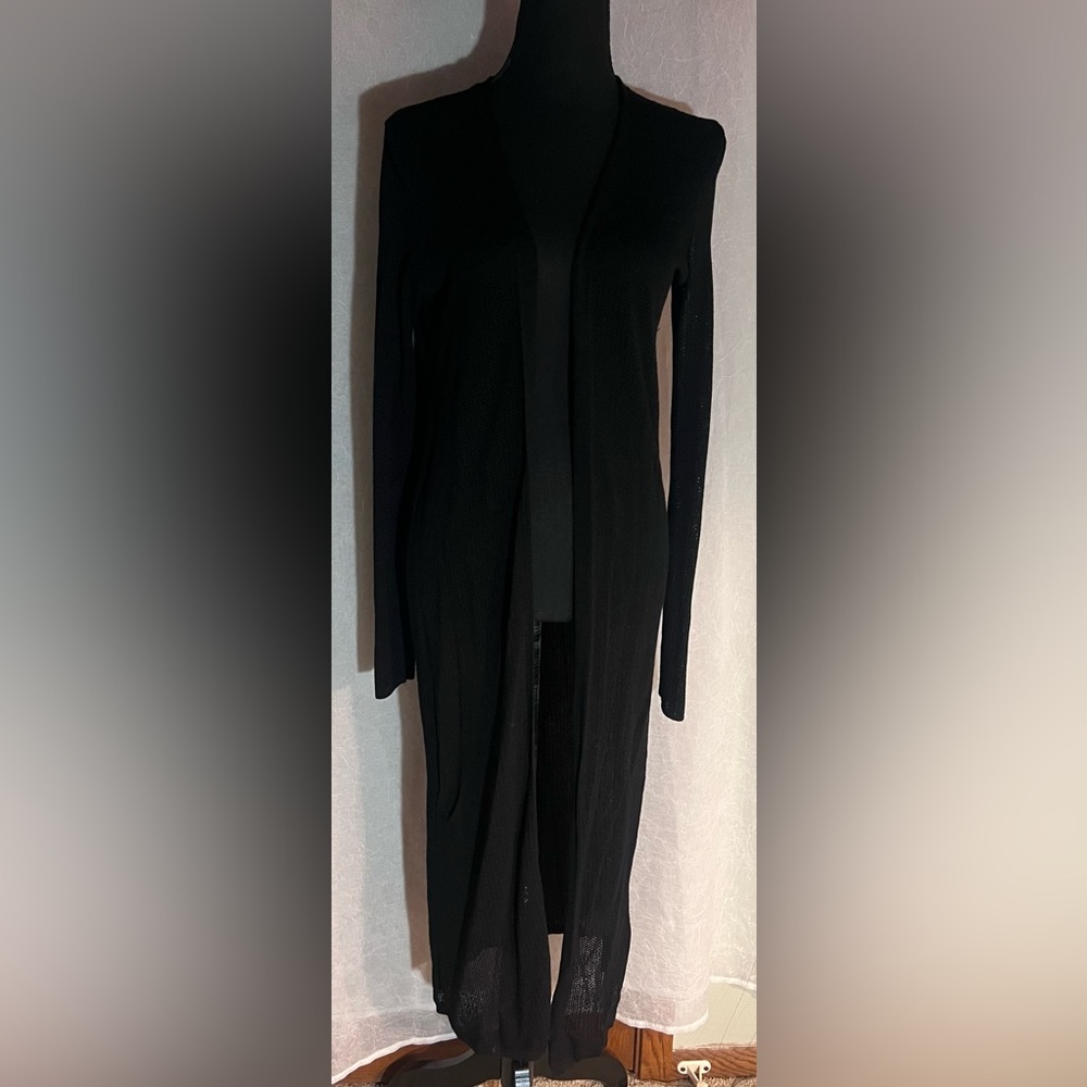Express Lightweight Black Long Open Cardigan - image 1